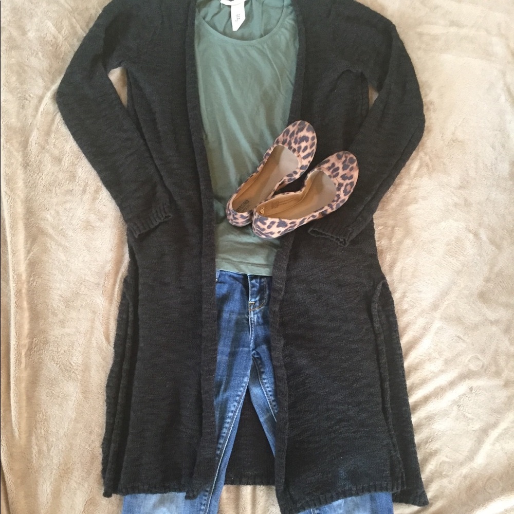 Long open front sweater